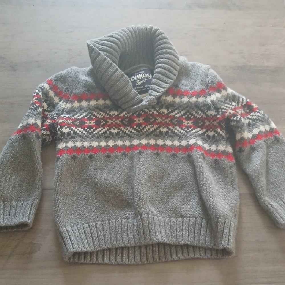 OshKosh B'gosh Gray and Red Turtleneck Sweater